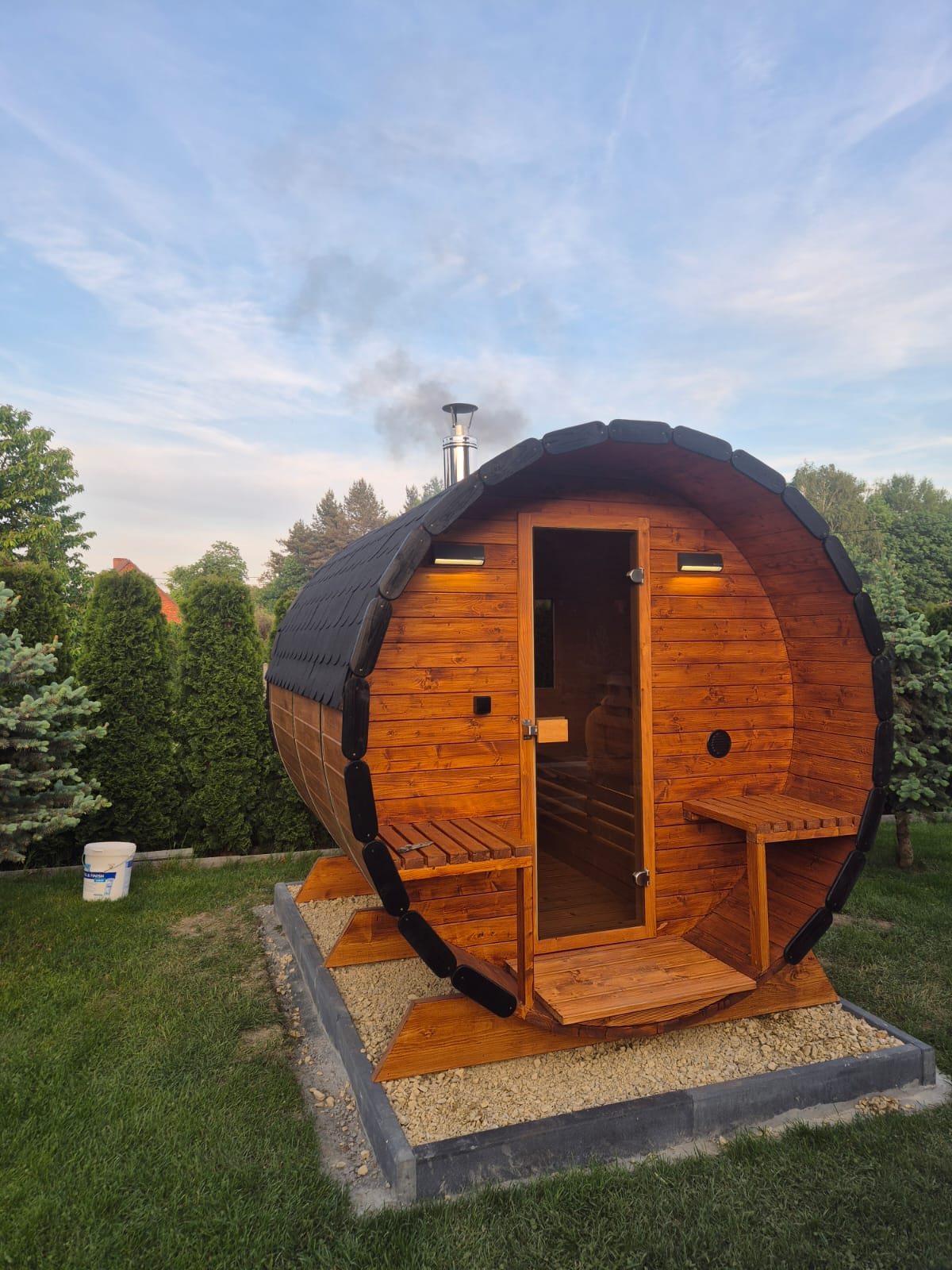 Sauna beczkowa z piecem